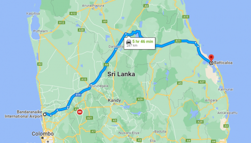 Colombo Airport to Batticaloa Transfer