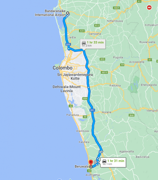 Colombo Airport to Beruwala Transfer