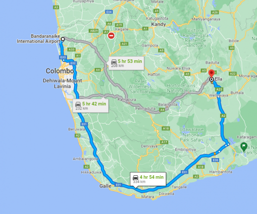 Colombo Airport to Ella Transfer Via Highway