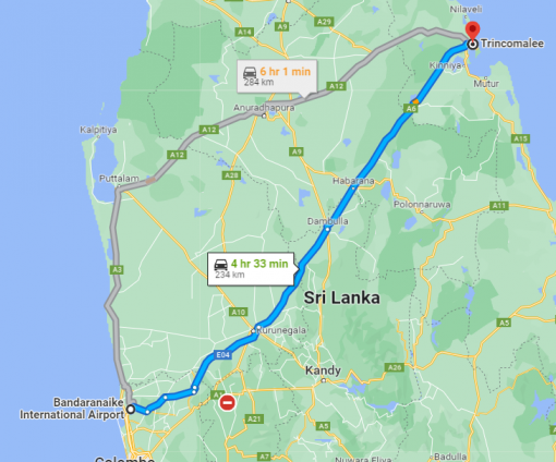 Colombo Airport to Trincomalee Transfer