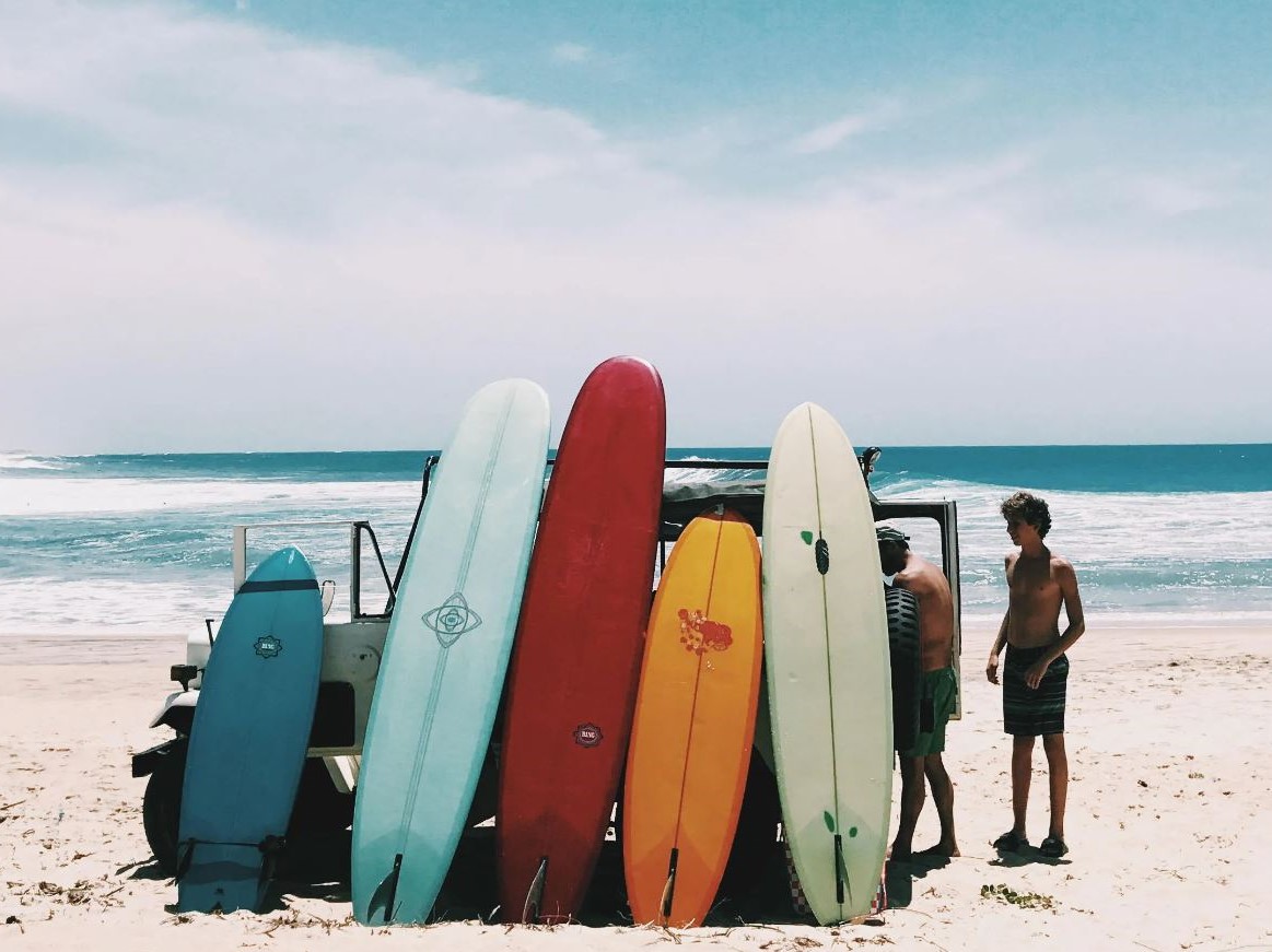 surf board in koggala beach